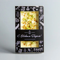 БЕЛЫЙ ШОКОЛАД С МАНГО, КИВИ И КАРАМЕЛИЗИРОВАННЫМ ФУНДУКОМ, НОВОГОДНЯЯ КОРОБОЧКА #6