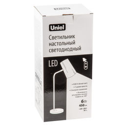 ULM-B600 6W/4500K/DIM WHITE Светильник настольный светодиодный, 6W. Сенсорный выключатель. Диммер. Белый. ТМ Uniel