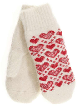 Варежки женские "Сердечки с узором" КРУГ 3452-1