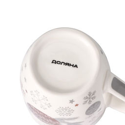 Кружка фарфоровая Доляна Новогодний шар, 350 мл, цвет белый  фото 4