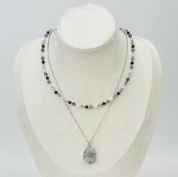 Колье двойное из Кварца с Турмалином и Шпинели 37/42 см +