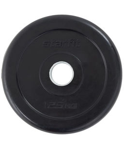 Диск обрезиненный STARFIT BB-202 1,25 кг, d=26 мм, стальная втулка, черный  фото 2