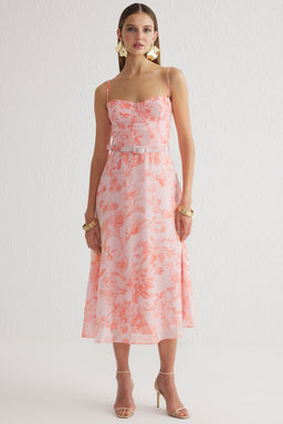 TRENDYOLMILLA Cok Renkli A-Kesim Cicek Desenli Sifon Dokuma S?k Elbise TPRSS25EL00098  фото 2