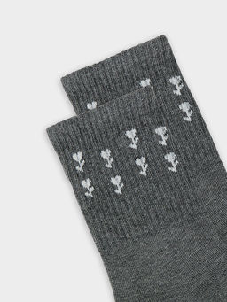 Цена за 5 пар! Носки женские серые с рисунком в виде цветов - Mark formelle фото 7