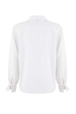 Sustainable Beyaz Boho Modal Baglama Detayl? Oversize Modal Gomlek TWOAW26GO00080