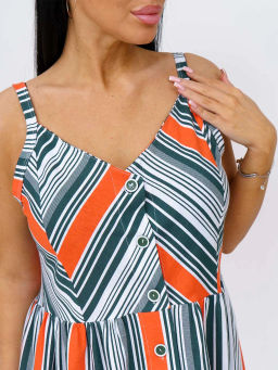 Сарафан женский, цвет зеленый оранжевый белый