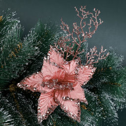 Цветок декоративный Пуансеттия розовая / P14 /уп 480/Новый год - Галеонтрейд фото 3