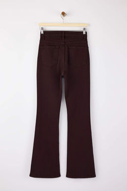 Kahverengi Dugme Detayl? Yuksek Bel Comfort/Esnek Ispanyol Paca Flare Jeans TWOSS26JE00038 - Trendyolmilla фото 2