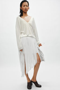 JERSEY PUNTO FINO ESCOTE PICO / crudo-blanco