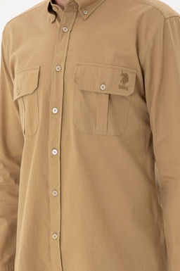 Мужская рубашка цвета хаки с длинным рукавом - U.s. polo assn фото 13