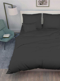 Постельное белье поплин гладкокрашеный - Графит Семейный (нав.70х70)