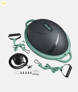 БЕЗ УПАКОВКИ Полусфера BOSU STARFIT GB-503 с эспандерами, с насосом, серый/зеленый фото 6