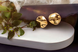 Серьги с эффектом мятого металла Круг  + Подарок