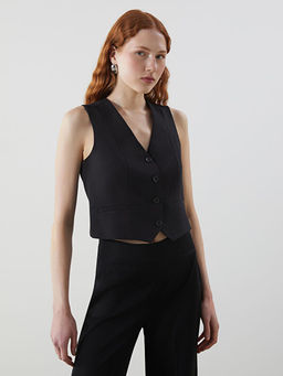 V Yaka Kad?n Klasik Yelek