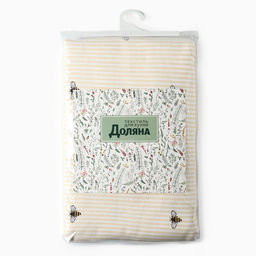 Шторы для кухни Доляна «Пчёлки», 150×180 см - 2 шт., рогожка 164 г/м², 100% хлопок