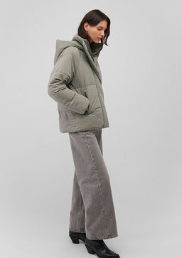 Kapusonlu Gri Sisme Mont - Mavi фото 2