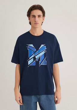 M Logo Bask?l? Lacivert Tisort - Mavi фото 4
