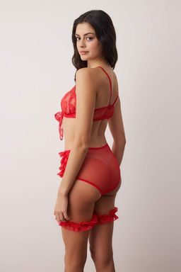 K?rm?z? Dantel Bacak Bantl? Kaps?z Ic Camas?r? Tak?m? THMAW26CC00031 - Trendyolmilla фото 4