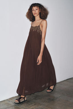 ZW COLLECTION LONG EMBROIDERED DRESS - Zara фото 9