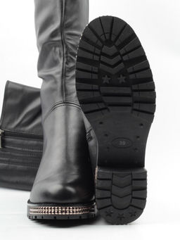 02-K66-D1 BLACK Сапоги зимние женские (натуральная кожа, натуральный мех (еврозима))