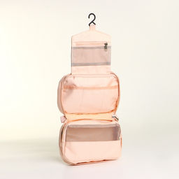 Косметичка-несессер дорожная на молнии, с карманом, крючком, ручкой, розовая