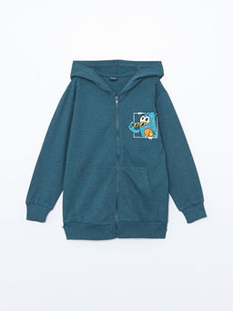 Kap??onlu Erkek ?ocuk Fermuarl? Sweatshirt