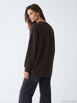 Bisiklet Yaka Nak??l? Kad?n Sweatshirt Tunik