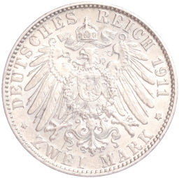 Монета 2 марки 1911 года Е Германия (Саксония)