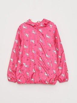 Kap??onlu Bask?l? K?z ?ocuk Mont