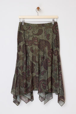 Cok Renkli Cicekli A-Kesim/Can Form Volanl?/F?rf?rl? Normal Bel Midi Tul Orme Etek TWOSS26ET00019 - Trendyolmilla фото 11