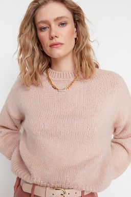 Pudra Genis Kal?p Yumusak Dokulu Basic Triko Kazak TWOAW23KZ00185