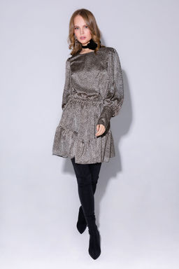 Платье Pirs 4240 Черно-бежевый лео  фото 3