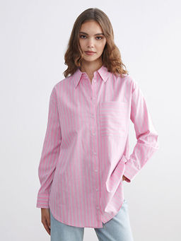 ?izgili Poplin Kad?n G?mlek Tunik