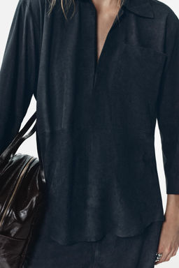 LIMITED EDITION SUEDE LEATHER POCKET SHIRT - Zara фото 17