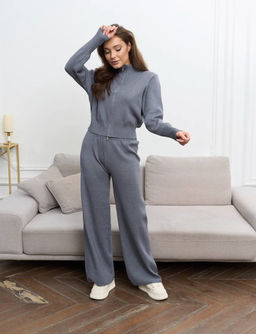 K13040 Костюм: брюки и джемпер (вязаный трикотаж) СЕРЫЙ