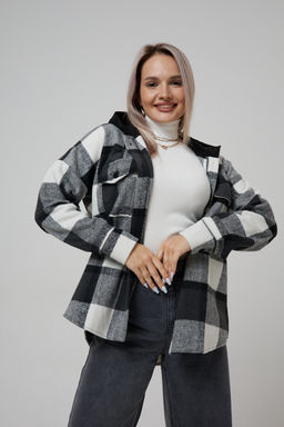 Рубашка женская в клетку с капюшоном РЖКК-01