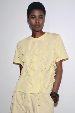 T-SHIRT WITH FRONT RUFFLES - Zara фото 8