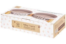 Набор 2 мисок для домашних питомцев 450 мл 28*14,5*6,5 см, с бамбуковой подставкой, серая