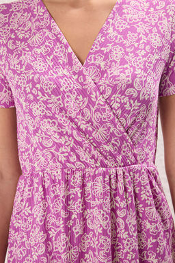 Yesil Bask?l? Kruvaze Yaka Mini Esnek Orme Elbise TWOSS21EL0241 - Trendyolmilla фото 23