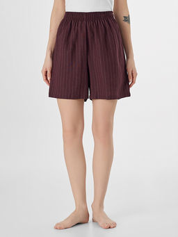 Шорты домашние женские коричневые в полоску