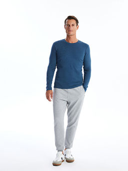 Bisiklet Yaka Uzun Kollu Penye Erkek Ti??rt