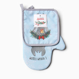 Набор кух. Доляна Радостный дракон: варежка 20х28 см, прихватка 17х17 см, 35% хл, 65% пэ  фото 6