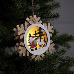 Ёлочная игрушка Дед Мороз с подарками, 15.5 см, 1 LED, от батареек, свечение тёплое белое