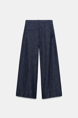 PANTAL?N ANCHO CON LINO / ?ndigo - Zara фото 8