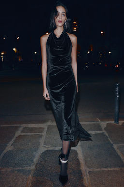 VELVET LACE MIDI DRESS