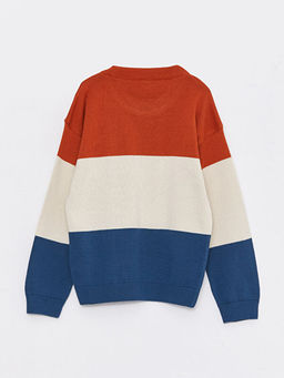 Bisiklet Yaka Renk Bloklu Uzun Kollu Erkek ?ocuk Triko Kazak - Waikiki фото 2