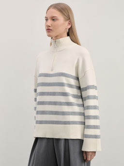 Джемпер на молнии в полоску / Zarina  фото 4