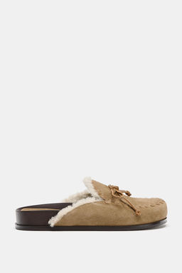LEATHER SHEARLING EFFECT CLOGS - Zara фото 10