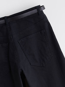 Beli Kemerli Wideleg Kad?n Jean Pantolon