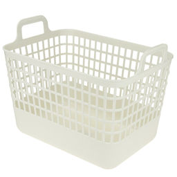 Домашняя мода Корзина пластмассовая для хранения Матрица 33х23см h25,5см, матовый пластик, с крышкой, с ручками, слоновая кость (Китай)  фото 2